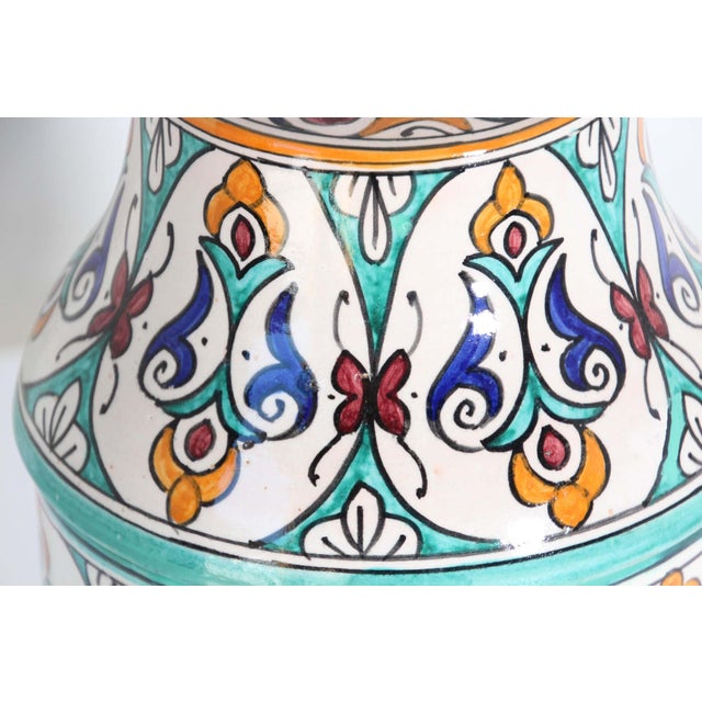 Glazed Moorish Ceramic Covered Jar Handcrafted in Fez Morocco For Sale - Image 15 of 15