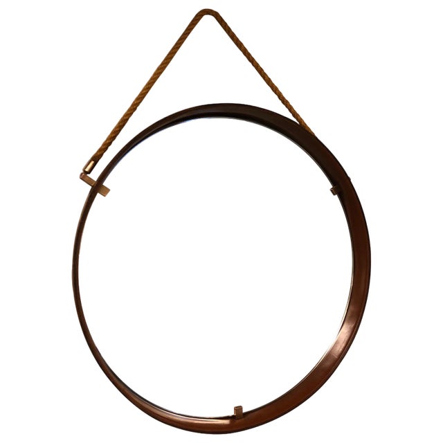 Cognac Leather Mirror from Pizzetti, Italy, 1950s For Sale