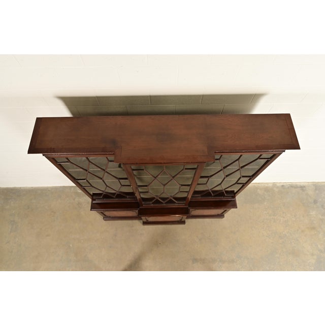 Baker Furniture Georgian Carved Mahogany Breakfront Bookcase Cabinet, Circa 1960s For Sale - Image 10 of 13