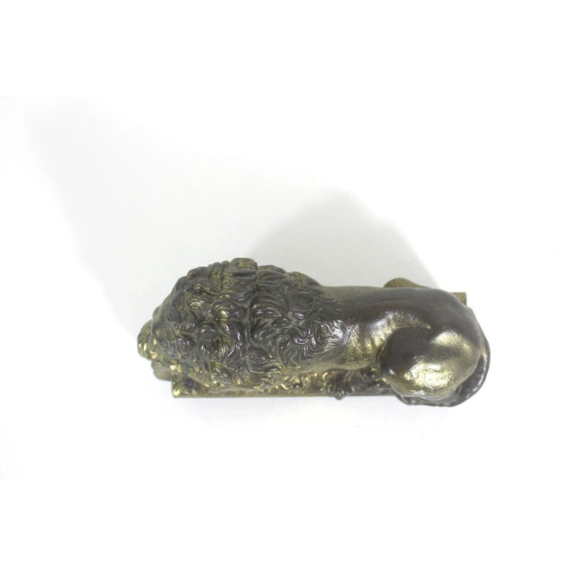 Vintage Antonio Canova Sleeping Lion Sculpture Bookend Cast Brass For Sale - Image 6 of 10