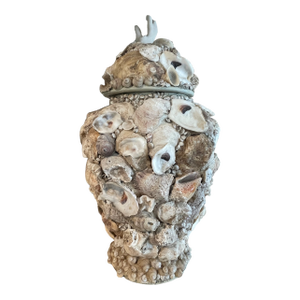 Late 20th Century Large Shell-Encrusted Urns With Lids