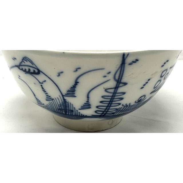 18th C. Dutch Delftware Blue & White Chinoiserie Bowl For Sale - Image 9 of 17