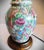 1920s Vintage Chinoiserie Famille Rose Chinese Porcelain Asian Table Lamp, Dark Wooden Base For Sale - Image 5 of 11
