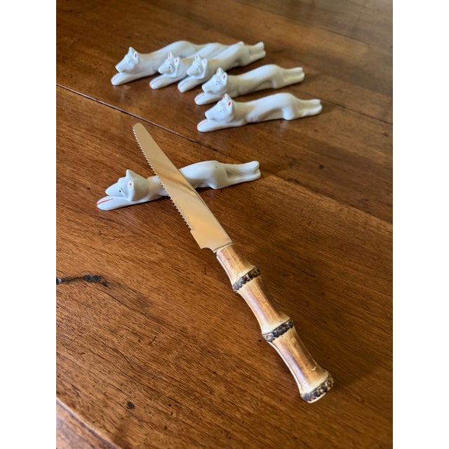 Art Deco Vintage Art Deco Pfeffer Gotha Porcelain Animal/Fox Knife Rests, Set of 6 For Sale - Image 3 of 6