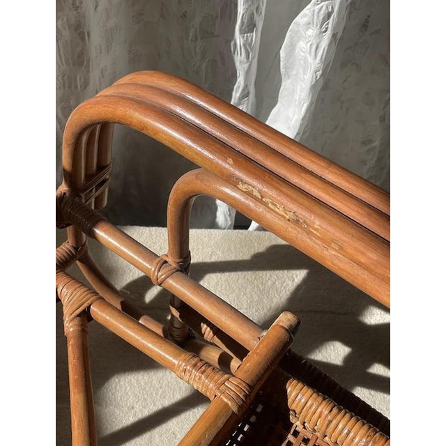 Mid-Century Adjustable Rattan Chaise Lounge with Retractable Footrest, Japan For Sale - Image 10 of 14