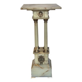 Antique French Empire Onyx and Gilt Mounted Pedestal Large Neo-Classical Columns For Sale