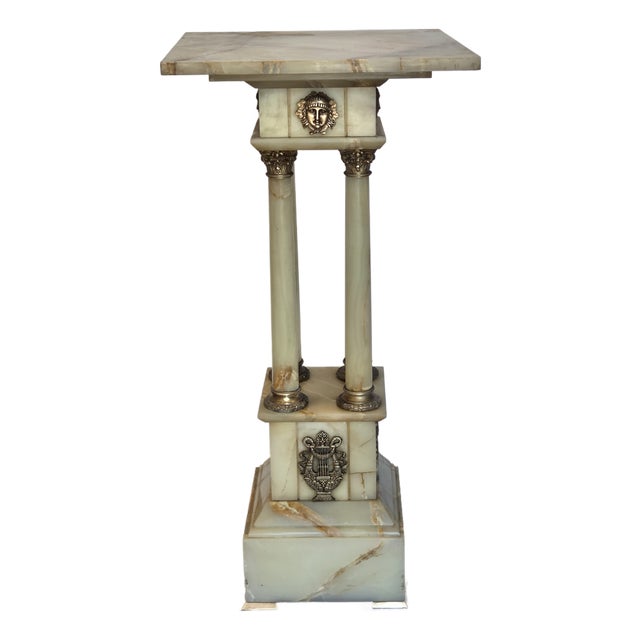 Antique French Empire Onyx and Gilt Mounted Pedestal Large Neo-Classical Columns For Sale