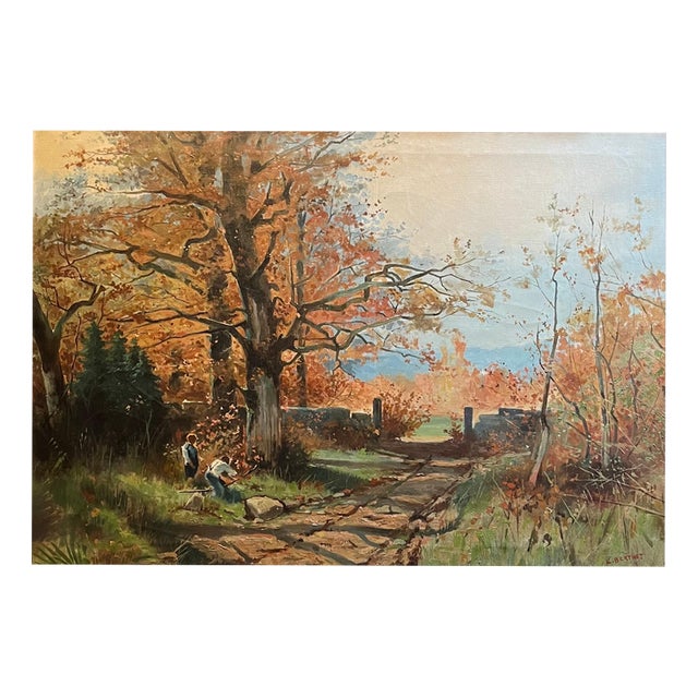 L. Berthet, Autumn Park, Oil on Canvas For Sale