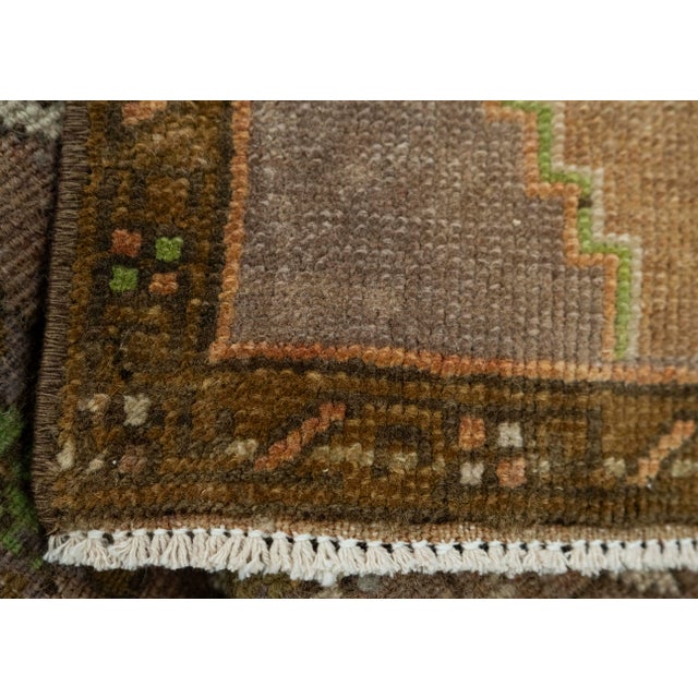 Brown Turkish Mini Rug Oriental Hand Knotted Vintage Rug 1'7" x 3'6" #20644 For Sale - Image 8 of 8