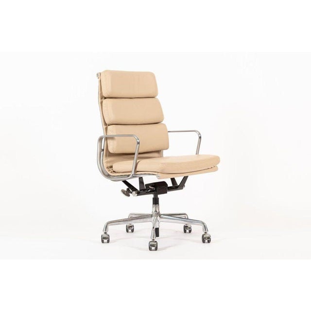 Herman Miller Eames Tall Tan Leather Desk Chair Soft Pad Pair For Sale - Image 9 of 15