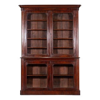 Large Antique English Glazed Mahogany Bookcase, 1880 For Sale