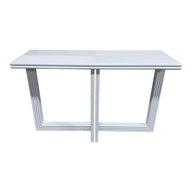 Coastal Modern History Home Pencil Reed Console Table For Sale