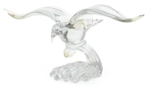 Mid-Century Modern Flying Seagull Glass Sculpture