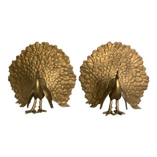 Vintage Bronze Peacock Bookends - a Pair For Sale
