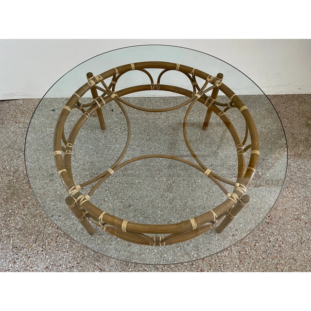 Boho Chic Bamboo Round Coffee Table For Sale In Los Angeles - Image 6 of 11