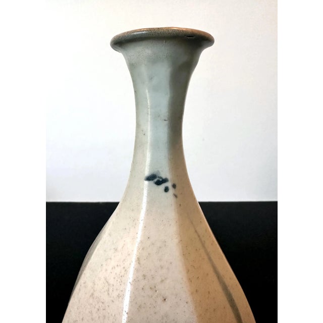 Korean Ceramic Faceted Blue and White Bottle Vase Joseon Dynasty For Sale - Image 12 of 12