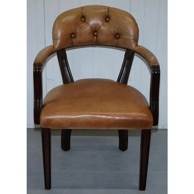 Brown Leather Court Office Dining Chair from House of Chesterfield For Sale - Image 3 of 18