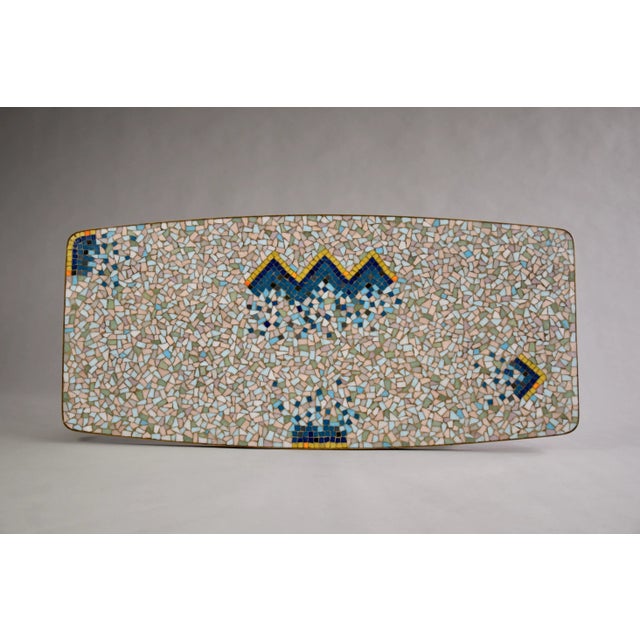 Colorful mosaic and brass coffee table by the artist Berthold Muller. All of Berthold Muller's creations are unique. The...