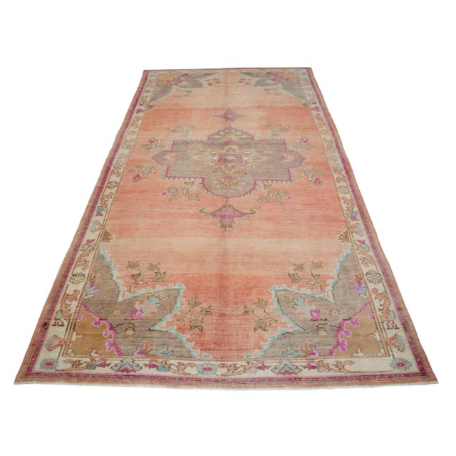1960s Vintage Hand Knotted Turkish Large Area Rug For Sale - Image 5 of 18