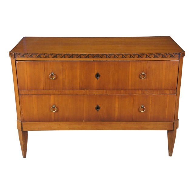 Antique German Biedermeier Cherry Dresser Chest of Drawers Console Commode 46" For Sale