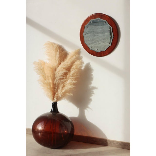 Vintage Round Teak Mirror, 1960s For Sale - Image 14 of 18