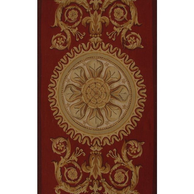 Textile Rug & Kilim’s Aubusson Flat Weave Style Rug, Red and Green Floral Patterns For Sale - Image 7 of 8