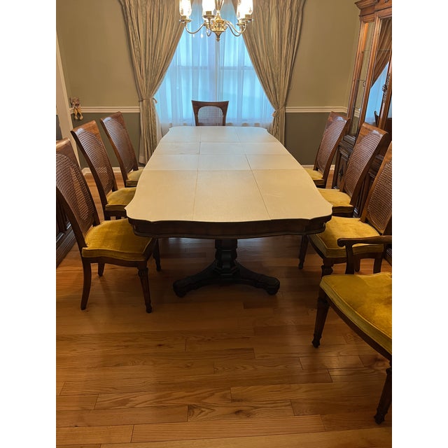 French Provincial 1974 Unique Furniture Makers Dining Room Table and Chairs - Set of 17 For Sale - Image 3 of 17