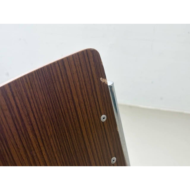 Wood Vintage Stacking Chair with Chrome Frame, 1970s For Sale - Image 7 of 17