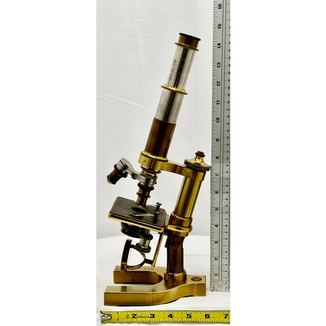 Fine Quality Authentic Antique Solid Brass Doctors Microscope by Bausch & Lomb Optical Co. New York Circa 1894 For Sale - Image 17 of 18