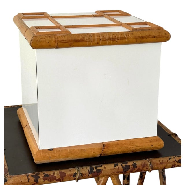 White Vintage Tommaso Barbi Rattan Ice Bucket For Sale - Image 8 of 11