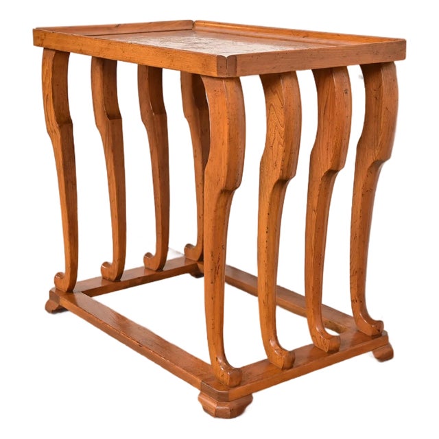 Baker Furniture Modern Art Deco Sculptural Burl Wood End Table or Nightstand For Sale