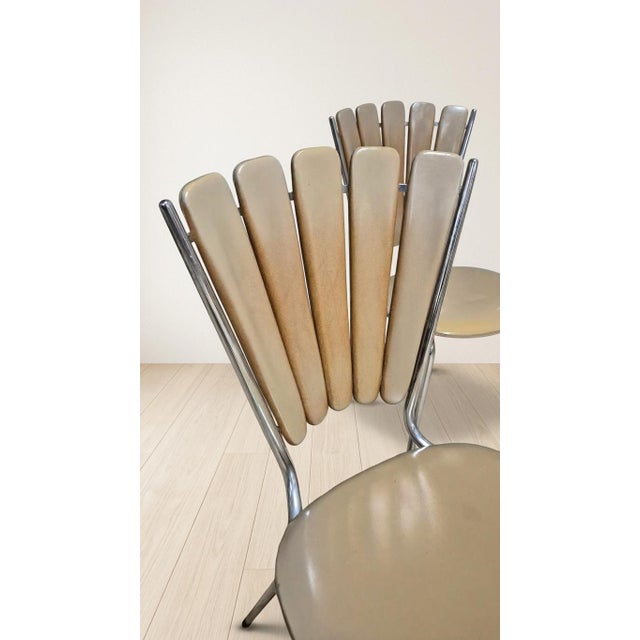 Vintage Fan-Back Dining Chairs with Beige Leatherette Upholstery, 1960s, Set of 6 For Sale - Image 13 of 18
