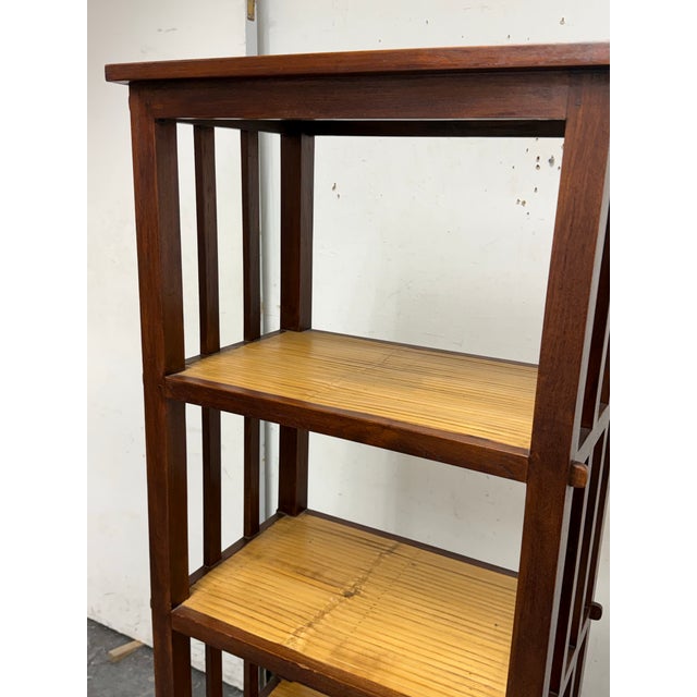 Brown Asian Style Split Bamboo Étagère Bookcase For Sale - Image 8 of 12
