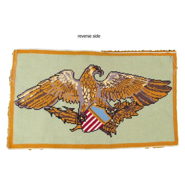 Vintage American Latch Hook Wall Décor / Tapestry Featuring an Eagle With Shield For Sale - Image 10 of 11