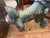 Bronze 1950s Large 44 Inch High Asian Bronze Foo Dog Statue With Shell Stone Inlay For Sale - Image 8 of 10