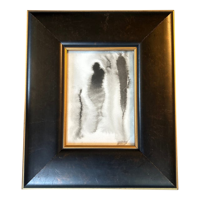 Contemporary Original Abstract Black Ink Watercolor Painting For Sale