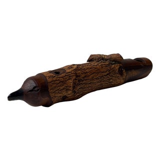 Antique Swiss Bird Whistle in Hand-Carved Wood, 1890s For Sale