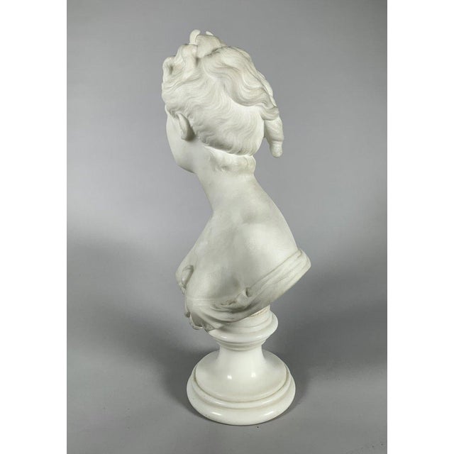 19th Century White Marble Sculpture of a Bust of Diana after Houdon (1741-1828), 19th Century For Sale - Image 5 of 8