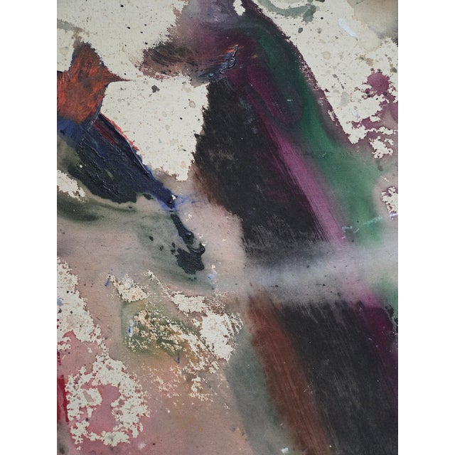 Very Large 6 Ft Framed Abstract Mixed Media Painting on Canvas, Signed 1978 For Sale - Image 9 of 18