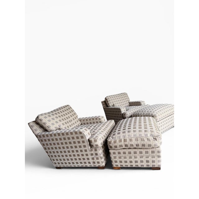 Custom Lounge Chairs & Rolling Ottomans From the Estate of Larry Lucchino – Set of 4 For Sale - Image 17 of 17