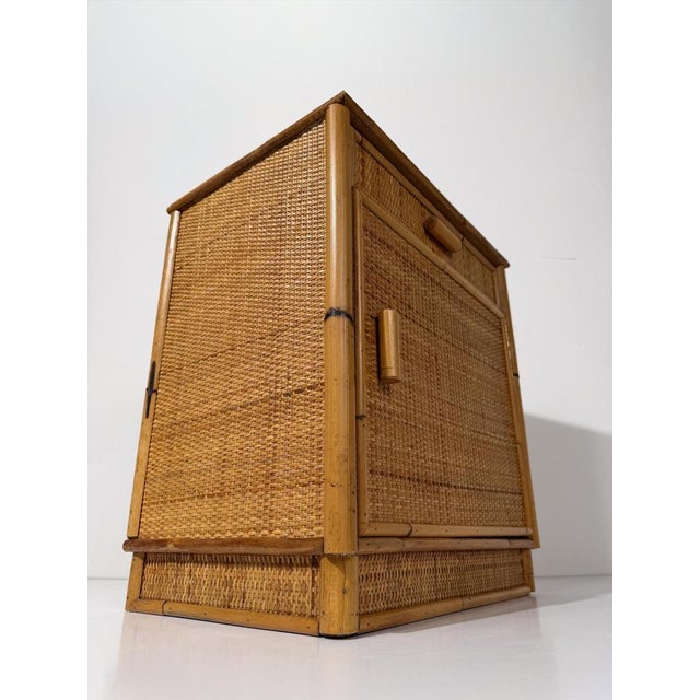 Mid-Century Modern Italian Bamboo and Woven Cane Nightstands, 1960s, Set of 2 For Sale - Image 16 of 18