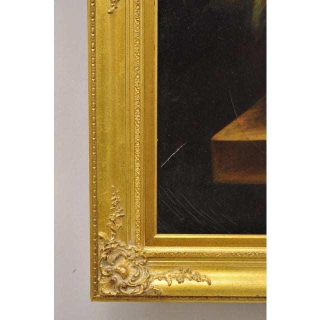 Textile Late 20th Century Large French 58 X 70 Gold Frame Still Life Oil Painting With Bouquet of Flowers For Sale - Image 7 of 12