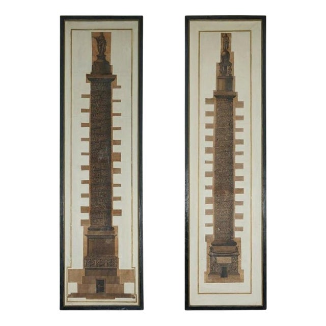 Giovanni Battista Piranesi, Trofeo or Sia Magnifica Columns, 1860, Engravings on Canvas, Set of 2 For Sale