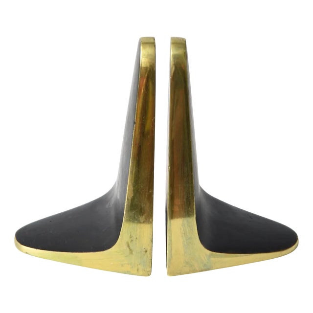 Mid-Century Austrian Brass Bookends by Franz Hagenauer for Hagenauer, 1950s, Set of 2 For Sale