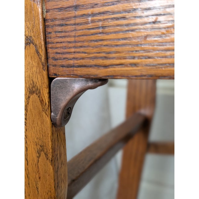 Early 1900's Quartersawn Tiger Oak T-Back Dining Chairs - Set of 4 For Sale - Image 10 of 11