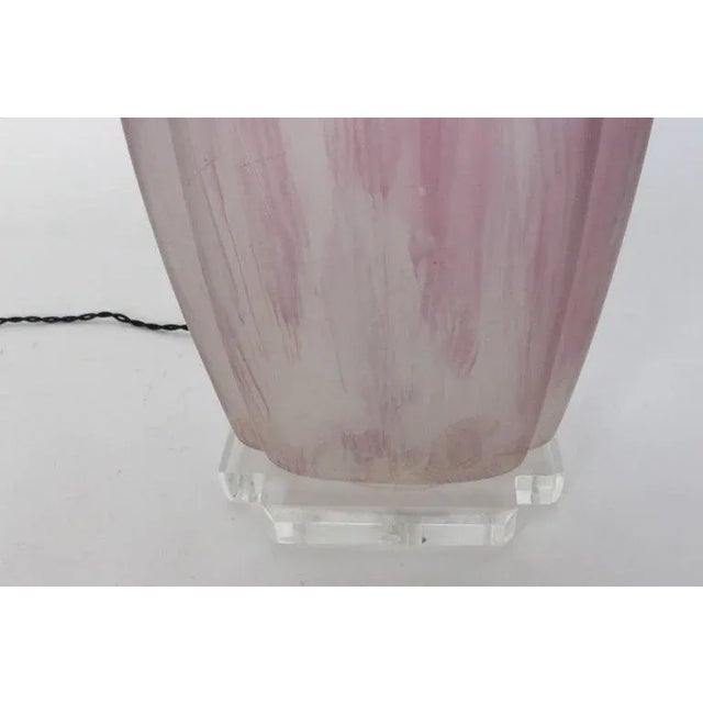 Bauer Lamp Company Mottled Frosted Pink "Clearlite" Glass Table Lamp, 1970's For Sale - Image 11 of 13