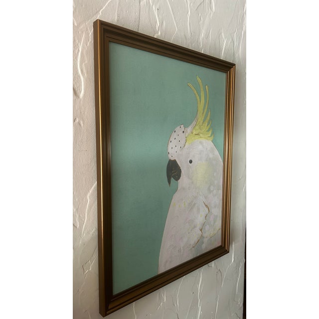 Portraiture Palm Regency Chic Original Portrait White Parrot, Signed by Artist For Sale - Image 3 of 8