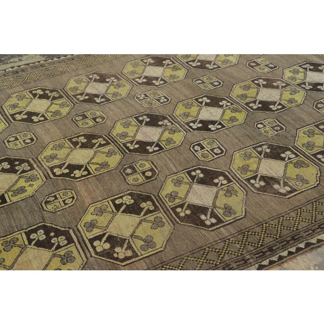 Rug & Kilim Vintage Bokhara Rug in Green With Bold Octagon Geometric Grid - Rug & Kilim For Sale - Image 4 of 9