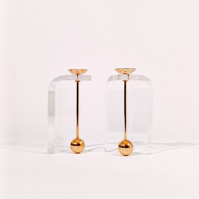 Metal Art Deco Italian Sculptural Candlesticks, 1970s, Set of 2 For Sale - Image 7 of 13