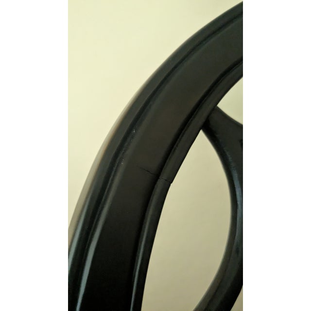 Early 21st Century Mid 20th Century Italian / Regency Black Wood Fabric Wheelback Dining Chair For Sale - Image 5 of 9